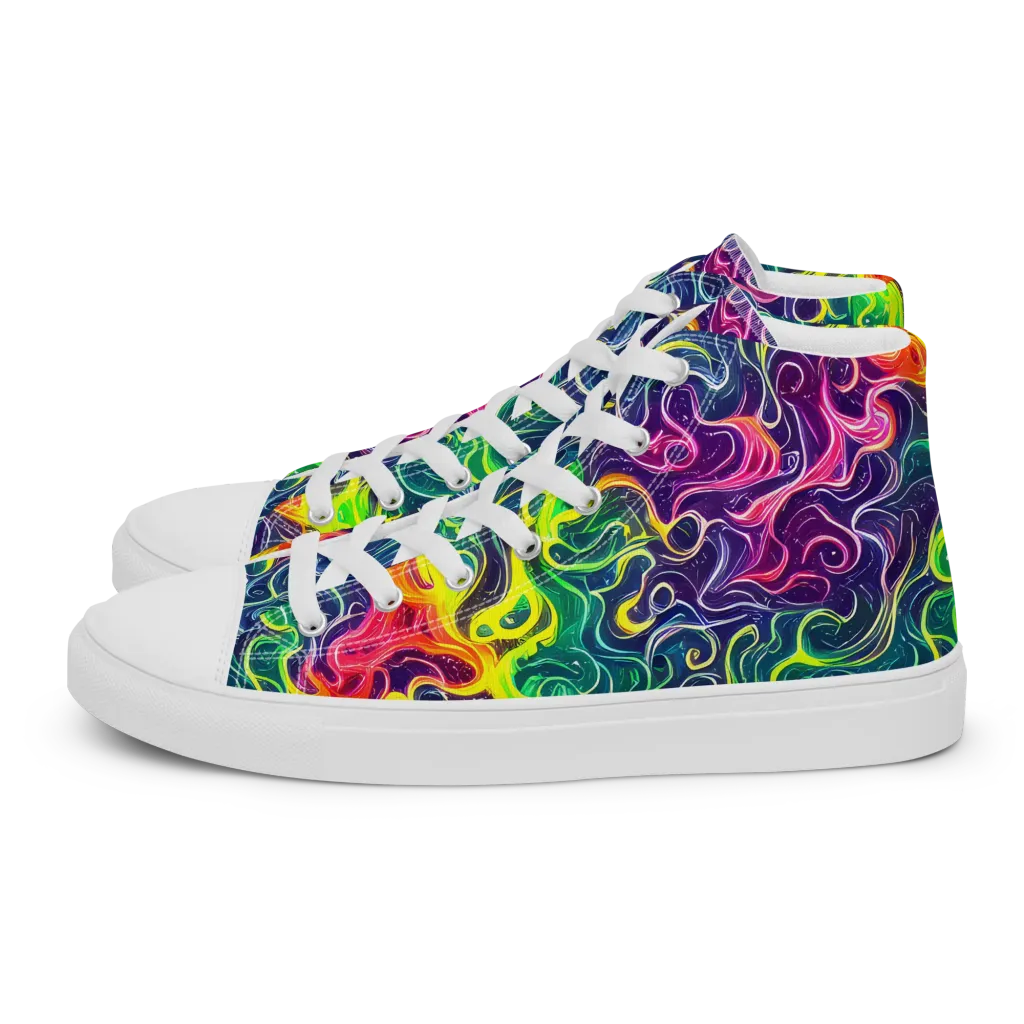 Psychedelic Undertow on Women's High Top Canvas Shoes — Left