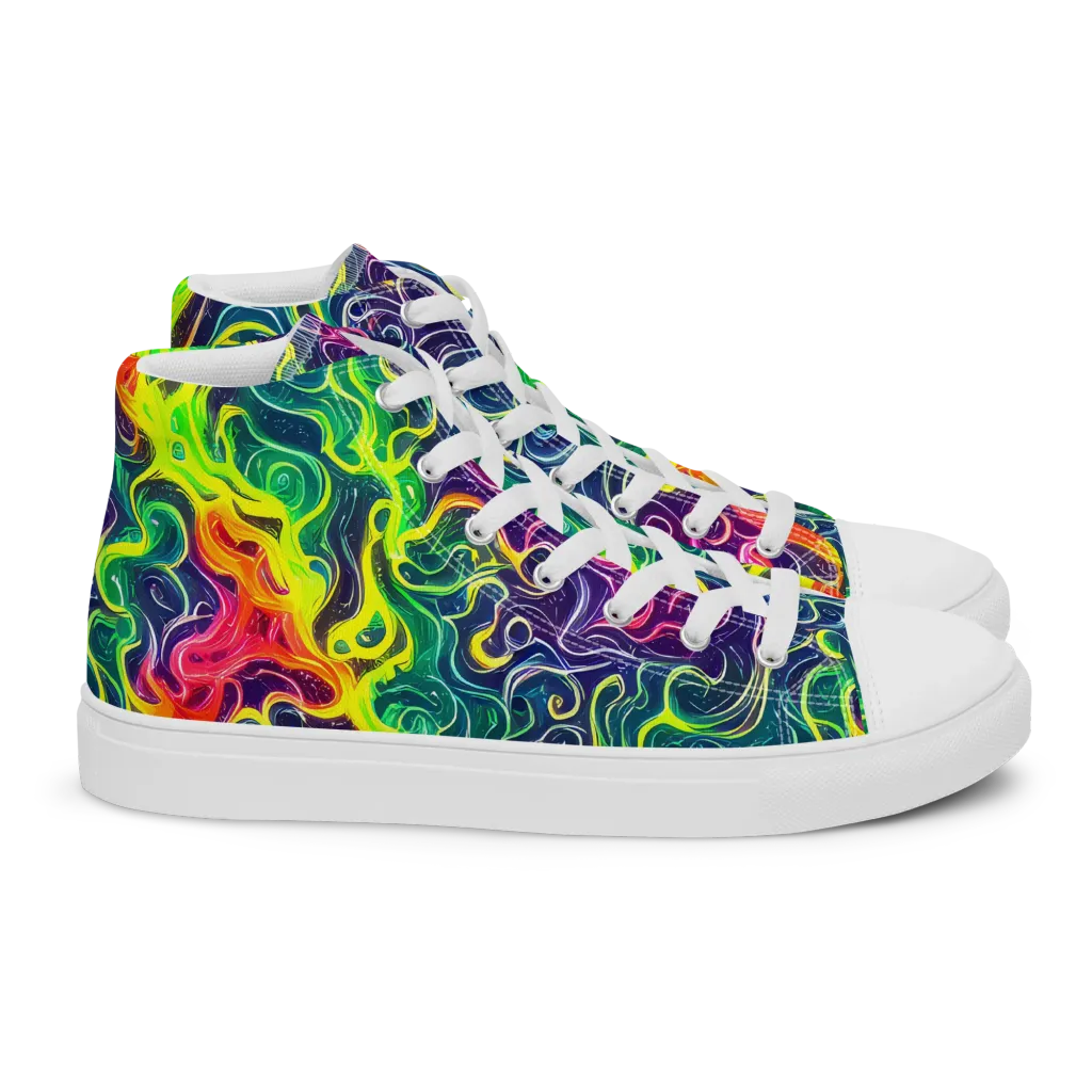 Psychedelic Undertow on Women's High Top Canvas Shoes — Right