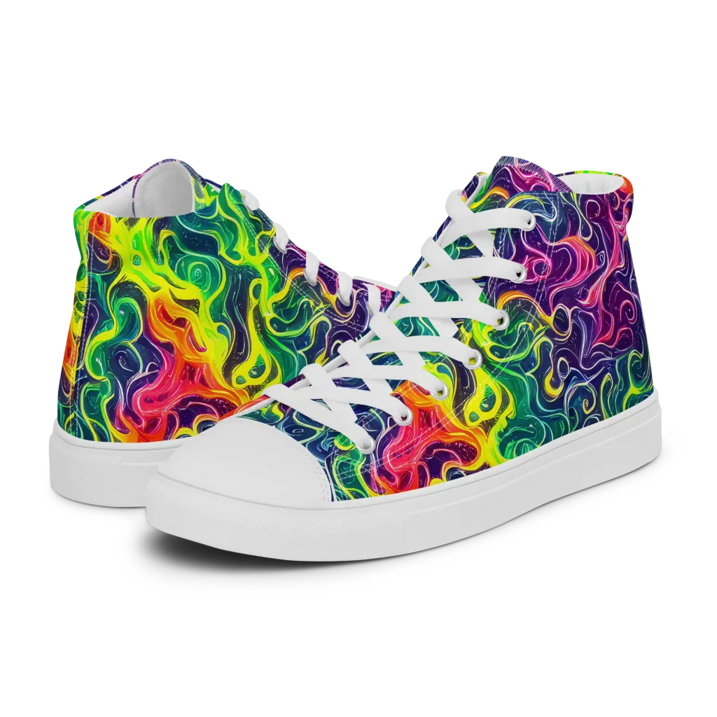 Psychedelic Undertow on Women's High Top Canvas Shoes — Left