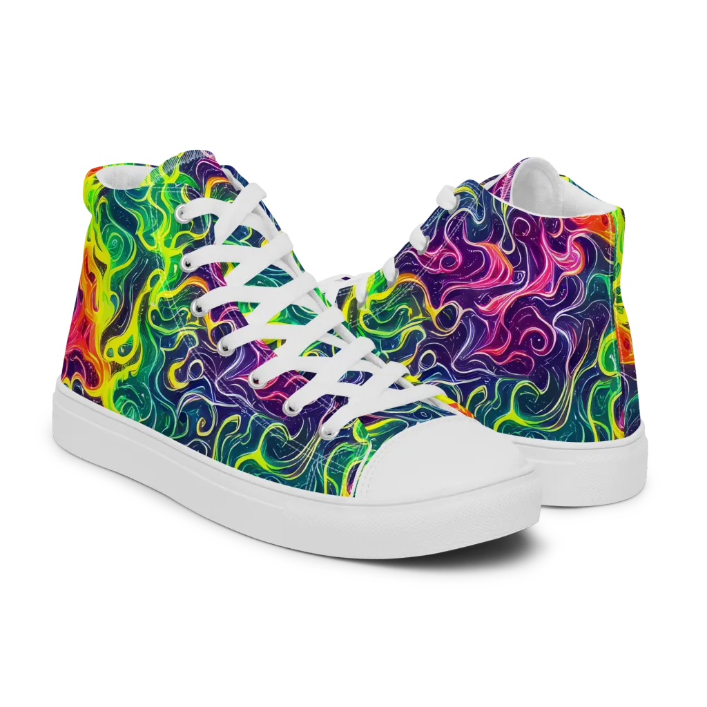 Psychedelic Undertow on Women's High Top Canvas Shoes — Right
