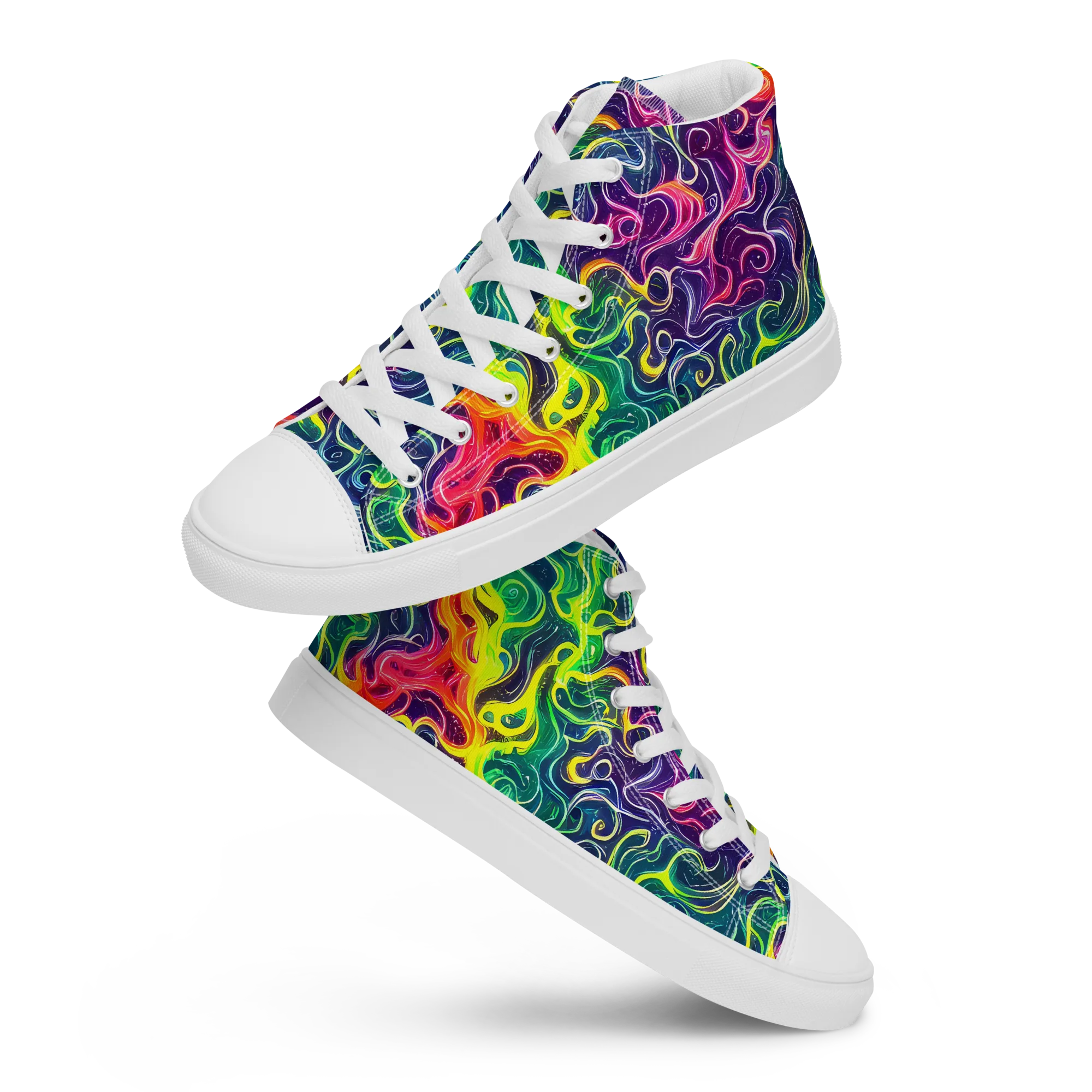 Psychedelic Undertow on Women's High Top Canvas Shoes — Front