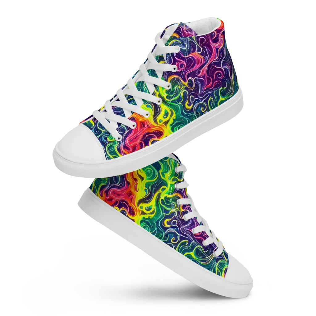 Psychedelic Undertow on Women's High Top Canvas Shoes — Front