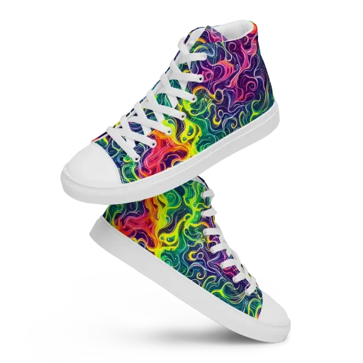 Psychedelic Undertow on a Women's High Top Canvas Shoes