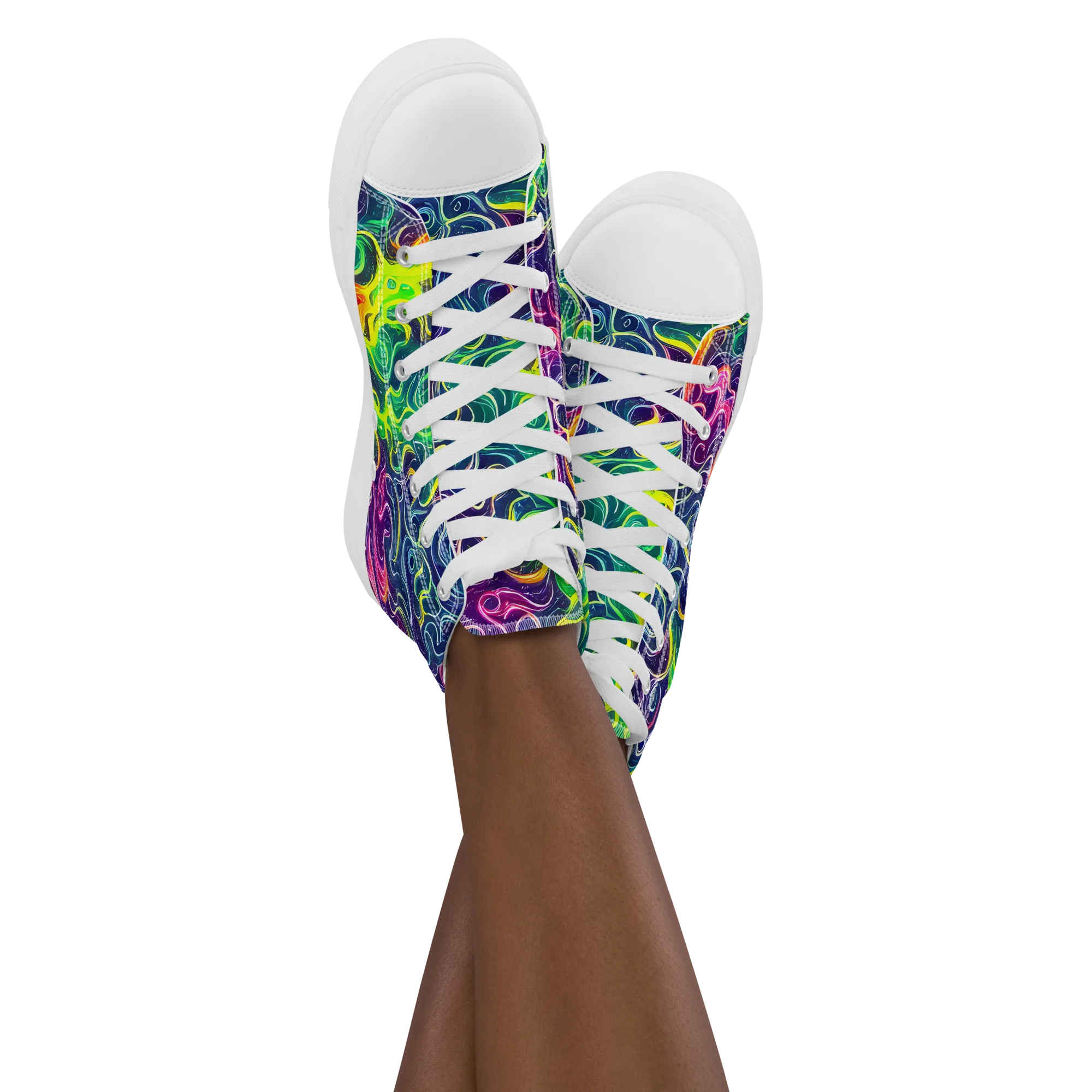Psychedelic Undertow on Women's High Top Canvas Shoes — Front