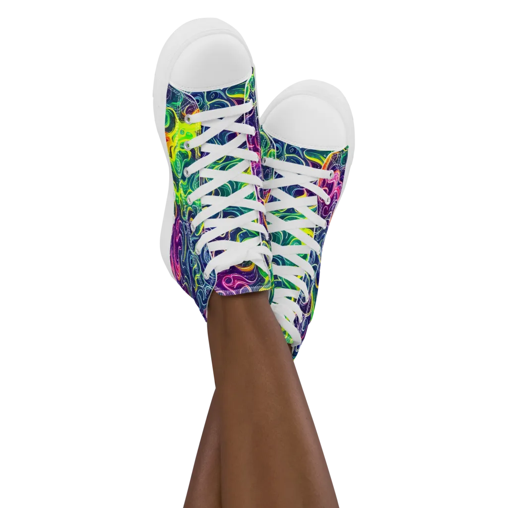 Psychedelic Undertow on Women's High Top Canvas Shoes — Front