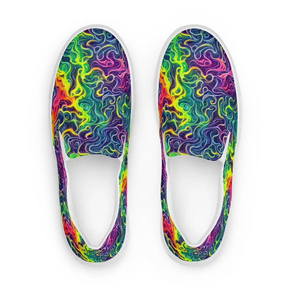 Psychedelic Undertow on Men's Slip-On Canvas Shoes — Front