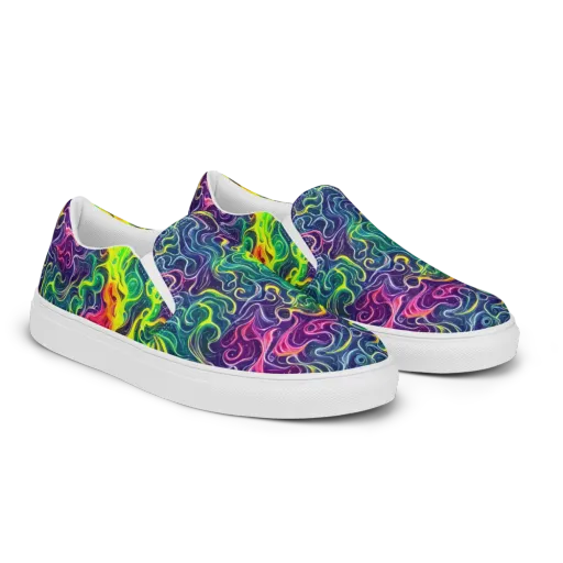 Psychedelic Undertow on a Men's Slip-On Canvas Shoes