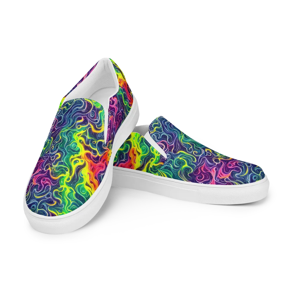 Psychedelic Undertow on Men's Slip-On Canvas Shoes — Left Front