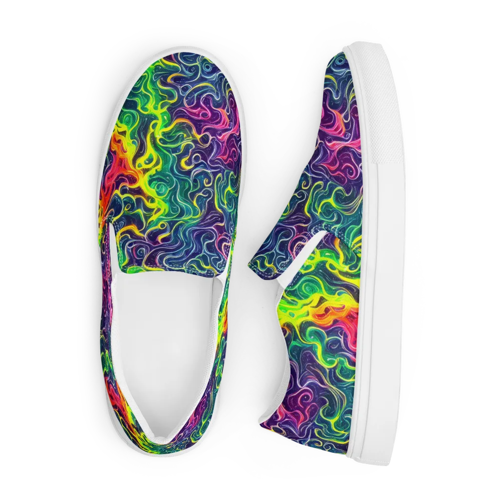 Psychedelic Undertow on Men's Slip-On Canvas Shoes — Front