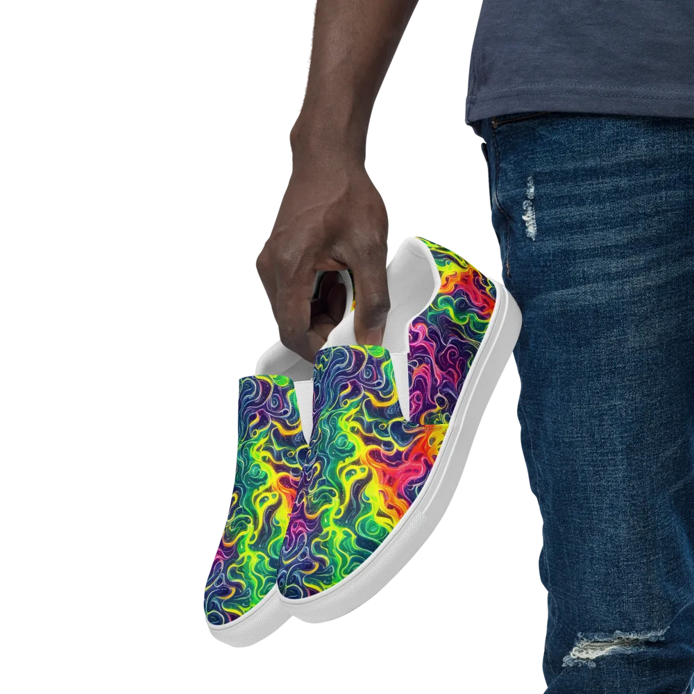 Psychedelic Undertow on Men's Slip-On Canvas Shoes — Left Front
