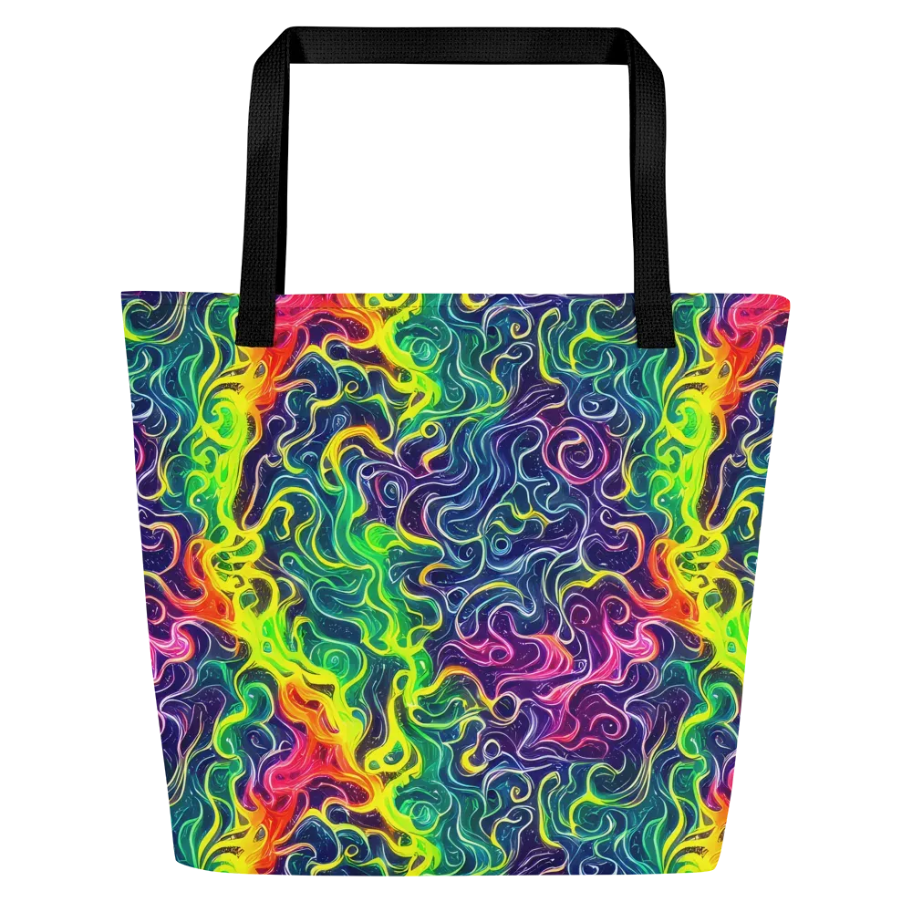 Psychedelic Undertow on Large Tote Bag W/ Pocket — Front