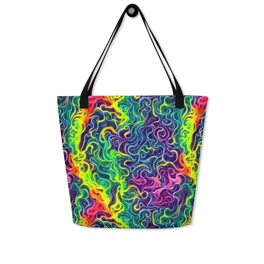 Psychedelic Undertow on Large Tote Bag W/ Pocket — Front