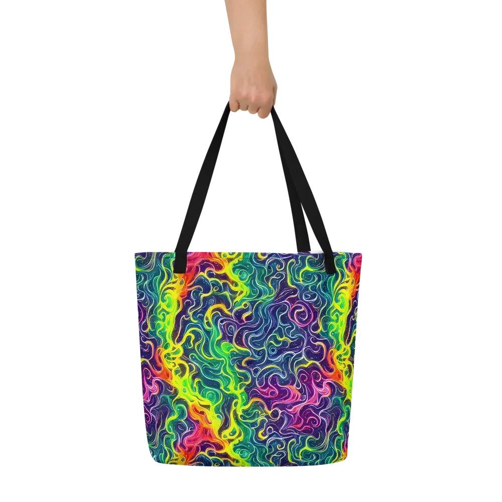 Psychedelic Undertow on Large Tote Bag W/ Pocket — Front