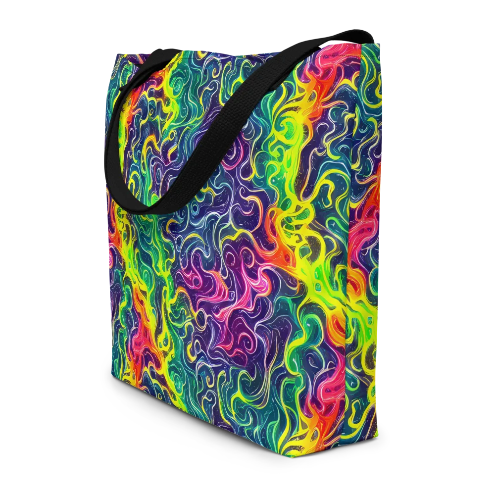 Psychedelic Undertow on Large Tote Bag W/ Pocket — Front