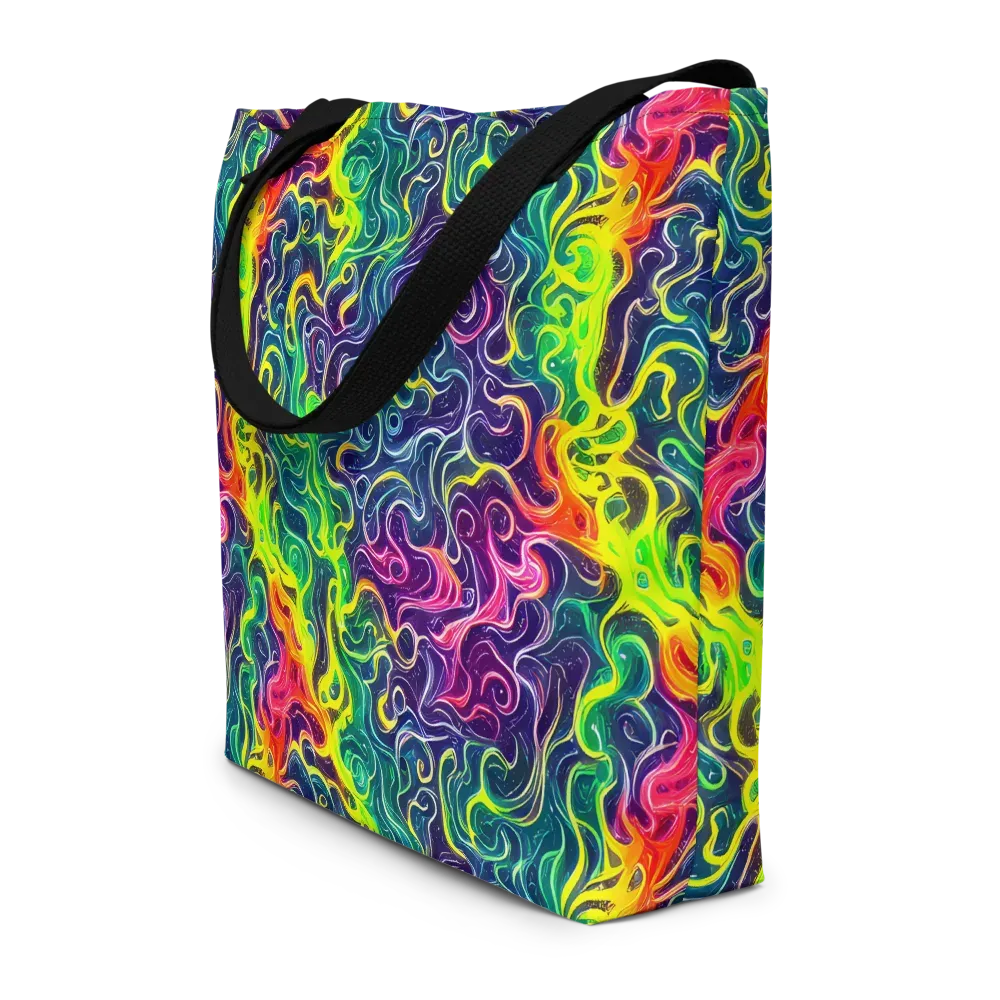 Psychedelic Undertow on Large Tote Bag W/ Pocket — Front