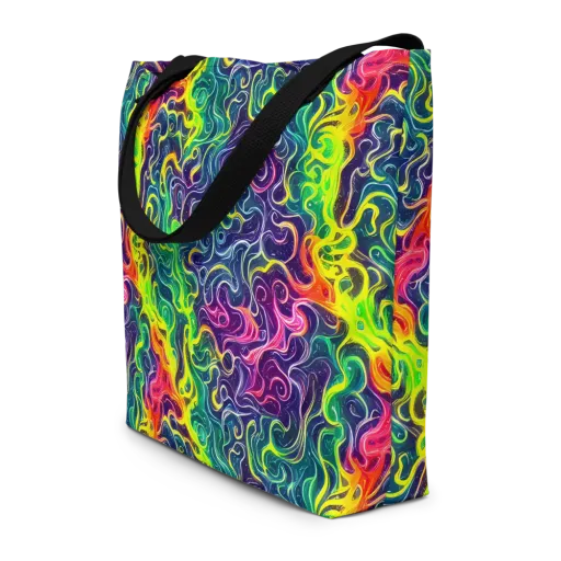 Psychedelic Undertow on a Large Tote Bag W/ Pocket