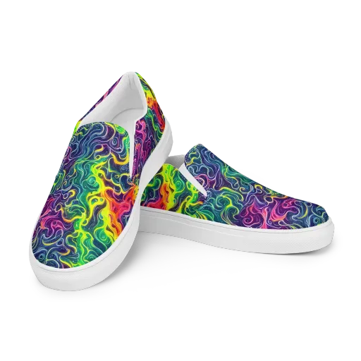 Psychedelic Undertow on a Women's Slip-On Canvas Shoes