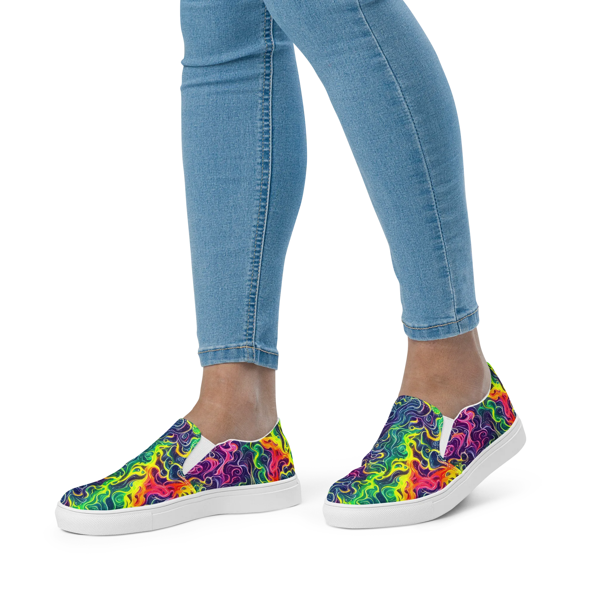 Psychedelic Undertow on Women's Slip-On Canvas Shoes — Front