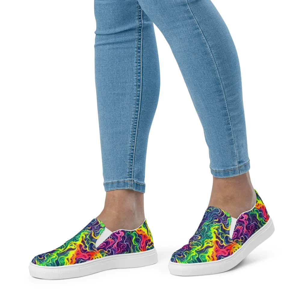 Psychedelic Undertow on Women's Slip-On Canvas Shoes — Front
