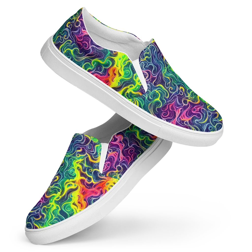 Psychedelic Undertow on Women's Slip-On Canvas Shoes — Front