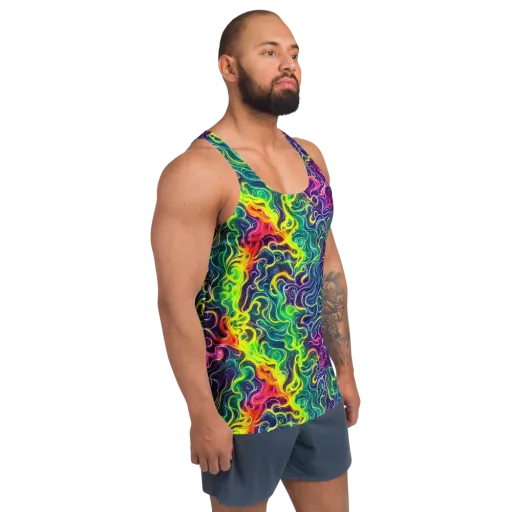 Psychedelic Undertow on a Men's Tank Top