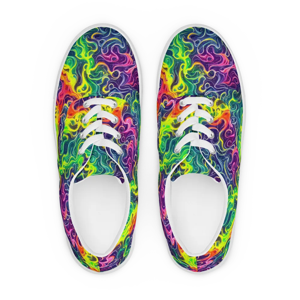 Psychedelic Undertow on Men's Lace-Up Canvas Shoes — Front