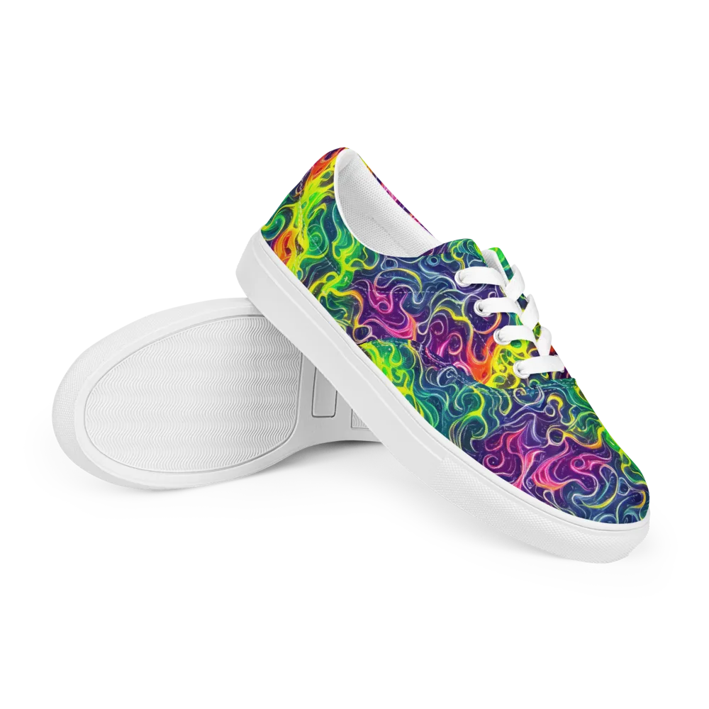 Psychedelic Undertow on Men's Lace-Up Canvas Shoes — Right Front