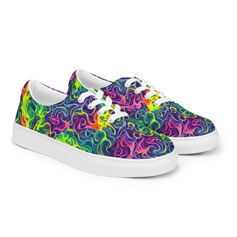 Psychedelic Undertow on Men's Lace-Up Canvas Shoes — Right Front