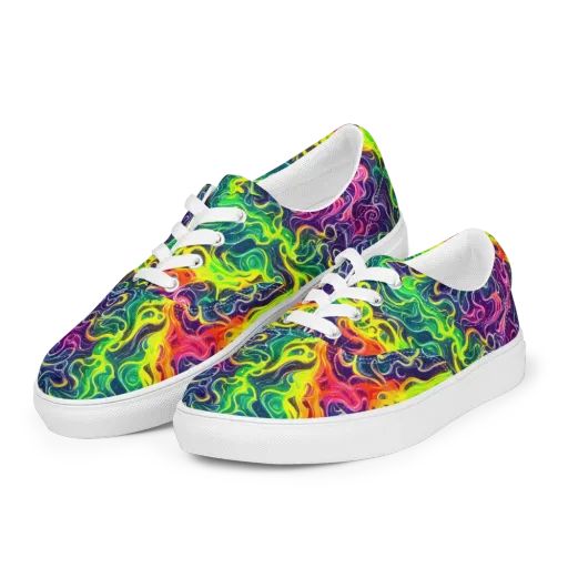 Psychedelic Undertow on a Men's Lace-Up Canvas Shoes