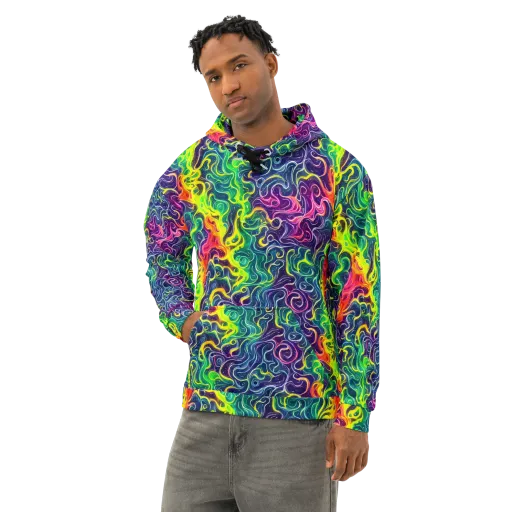 Psychedelic Undertow on a Cotton Hoodie
