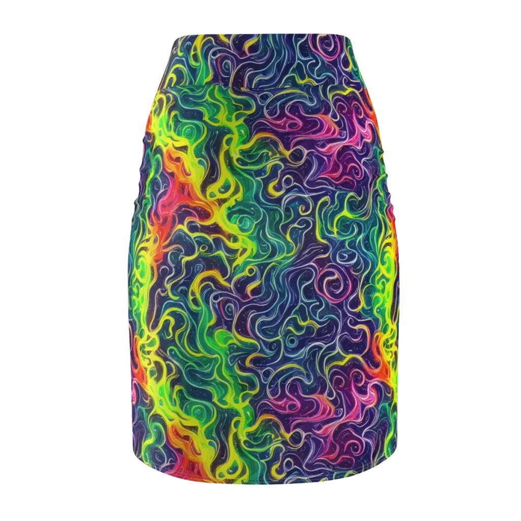 Psychedelic Undertow on Pencil Skirt — Back