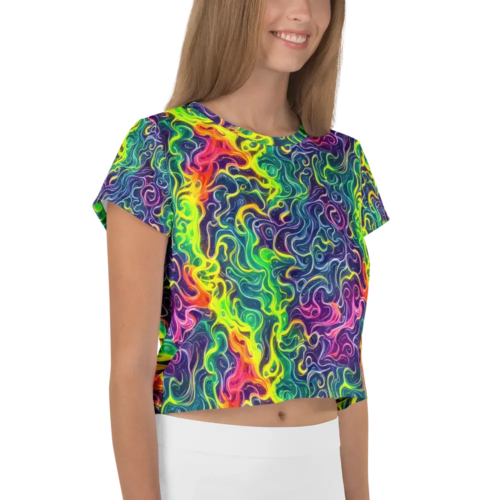 Psychedelic Undertow on Crop Tee — Right