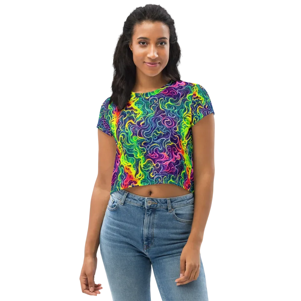 Psychedelic Undertow on Crop Tee — Front