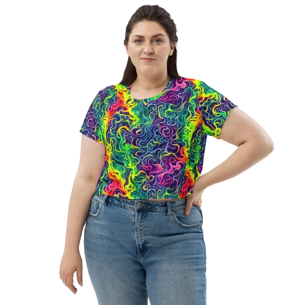 Psychedelic Undertow on Crop Tee — Front