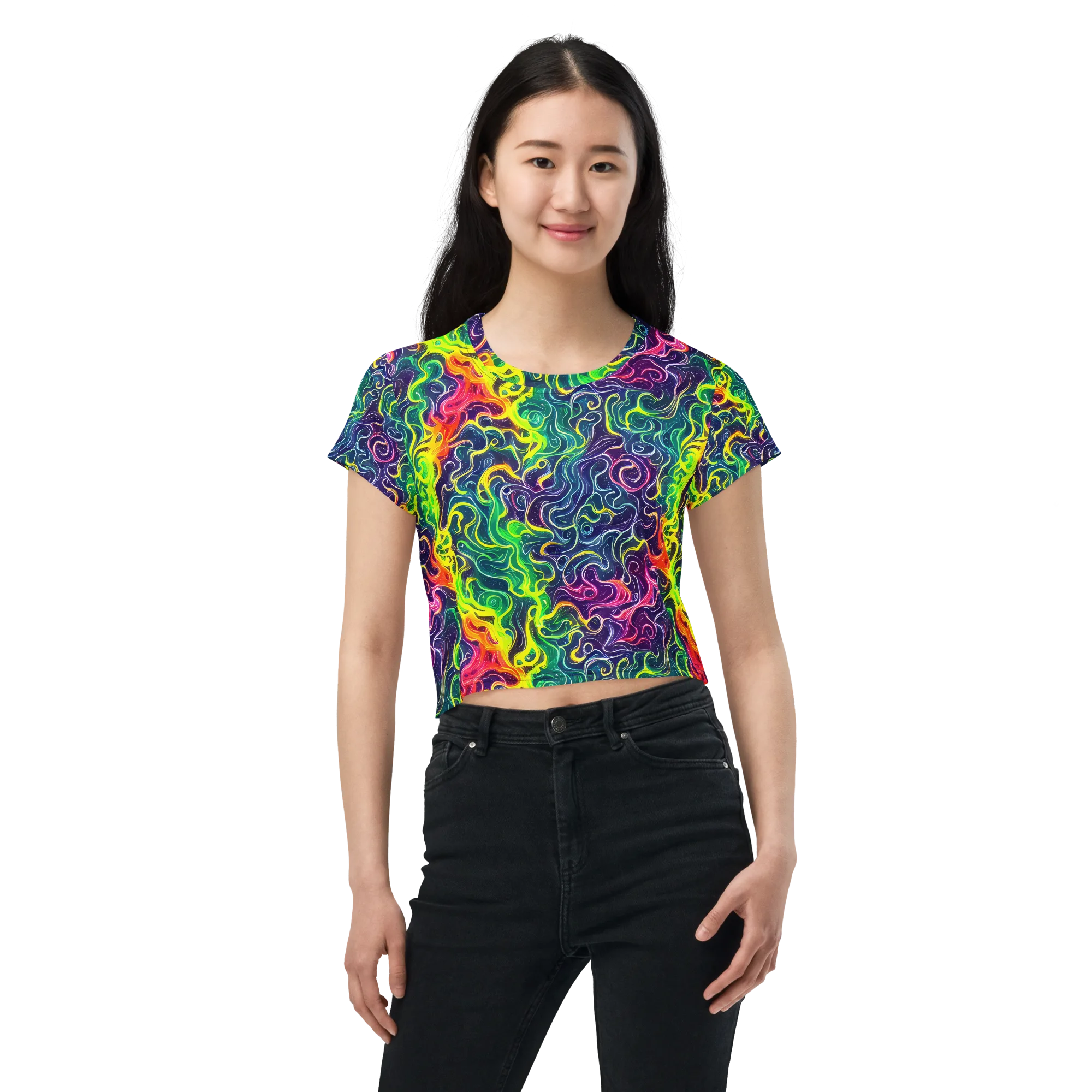 Psychedelic Undertow on Crop Tee — Front