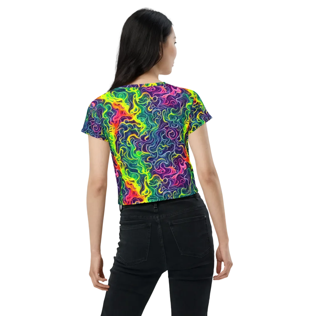 Psychedelic Undertow on Crop Tee — Back