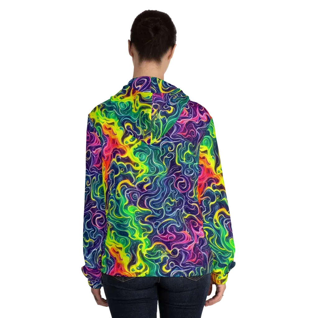 Psychedelic Undertow on Women's Full-Zip Hoodie — Back On Person