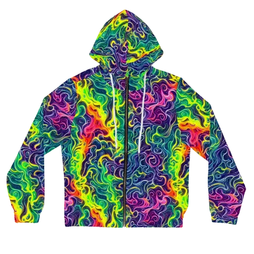 Psychedelic Undertow on a Women's Full-Zip Hoodie