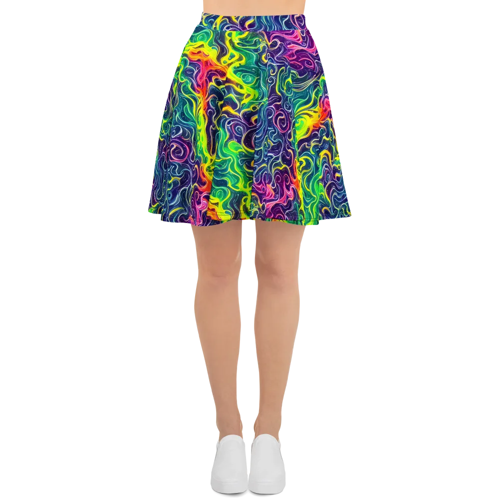 Psychedelic Undertow on Skater Skirt — Front