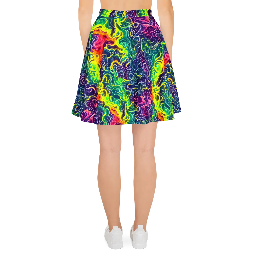 Psychedelic Undertow on Skater Skirt — Back