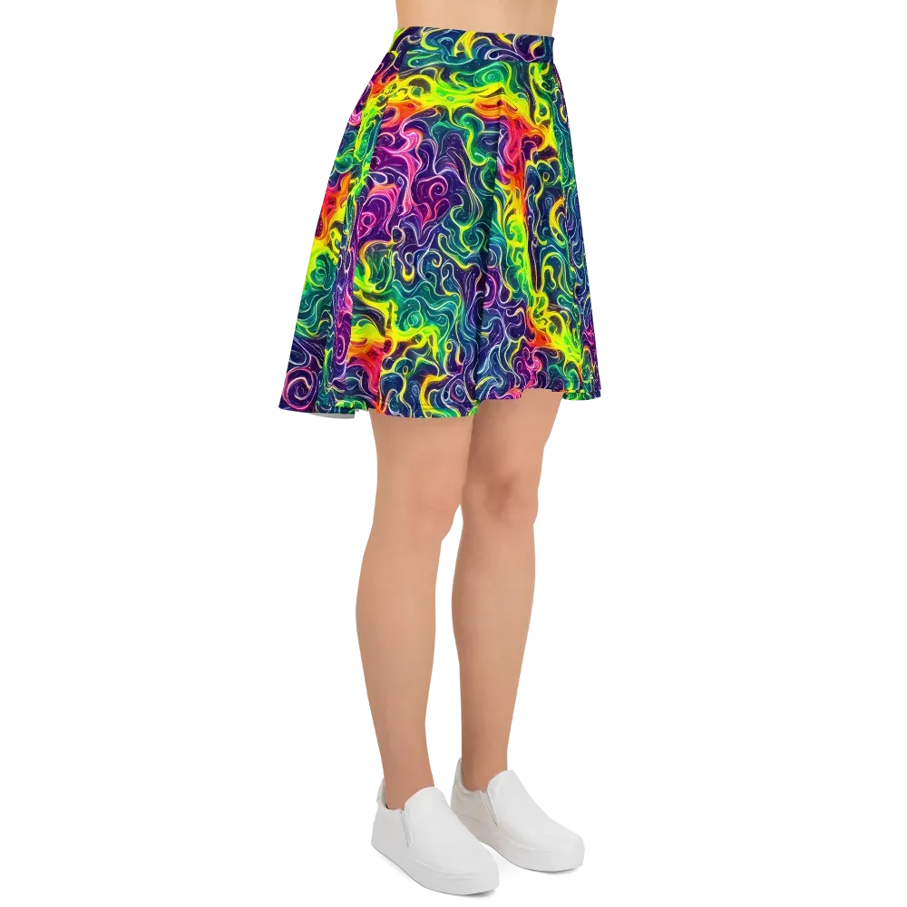 Psychedelic Undertow on Skater Skirt — Right
