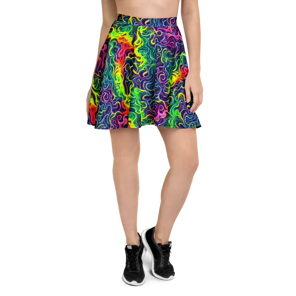Psychedelic Undertow on Skater Skirt — Front