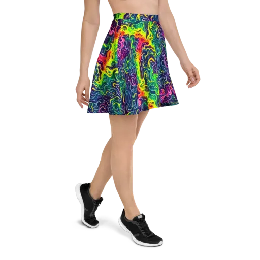 Psychedelic Undertow on a Skater Skirt
