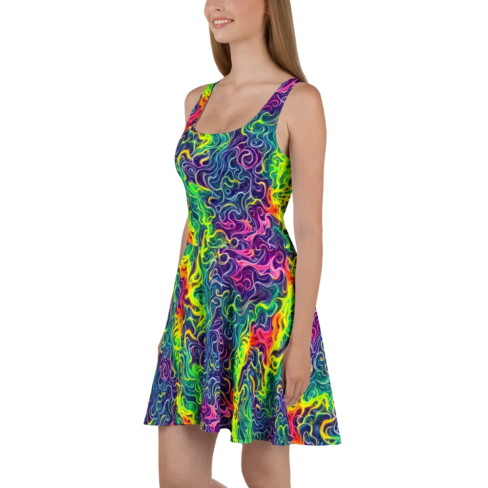 Psychedelic Undertow on Skater Dress — Left