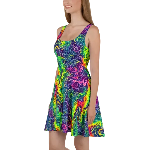 Psychedelic Undertow on a Skater Dress