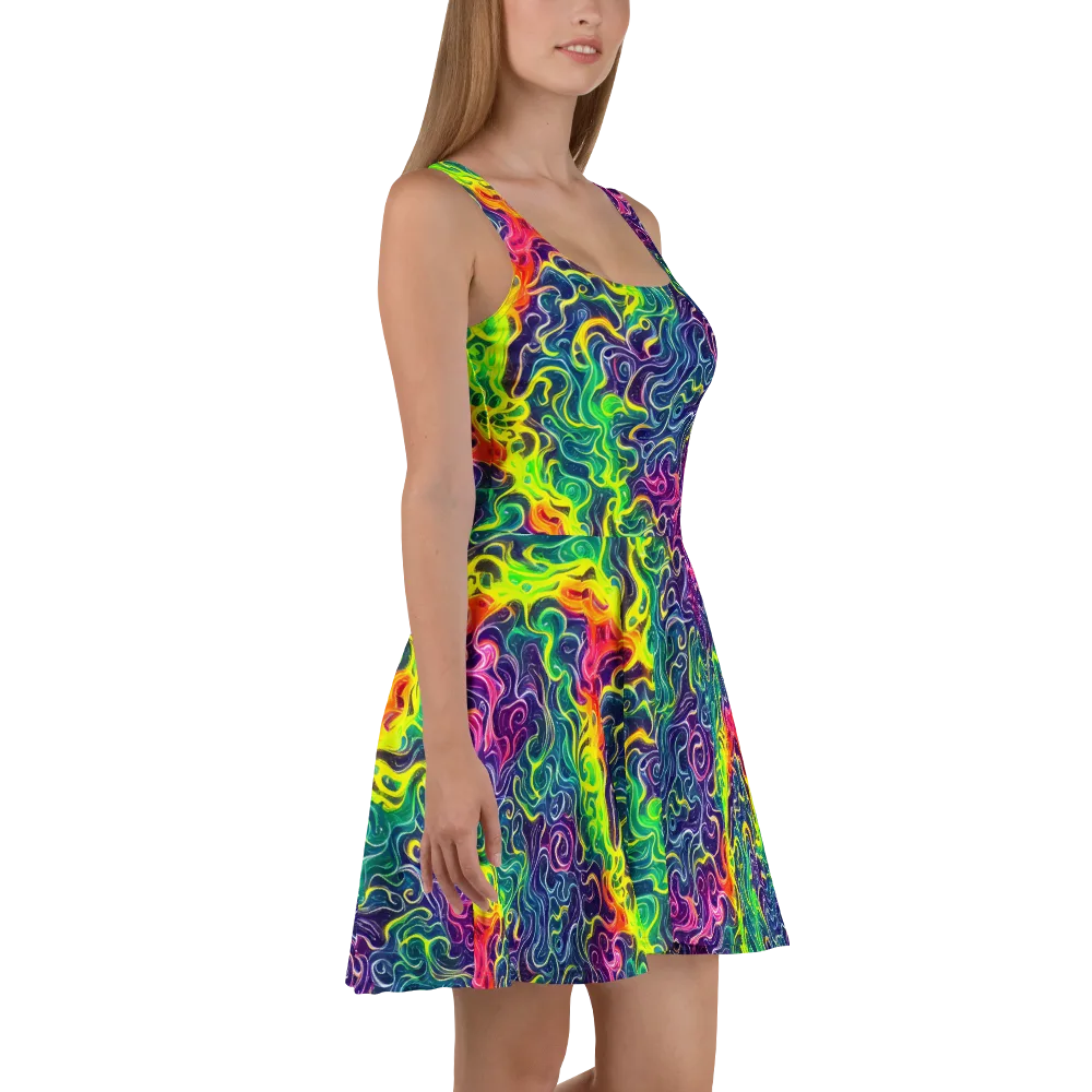 Psychedelic Undertow on Skater Dress — Right