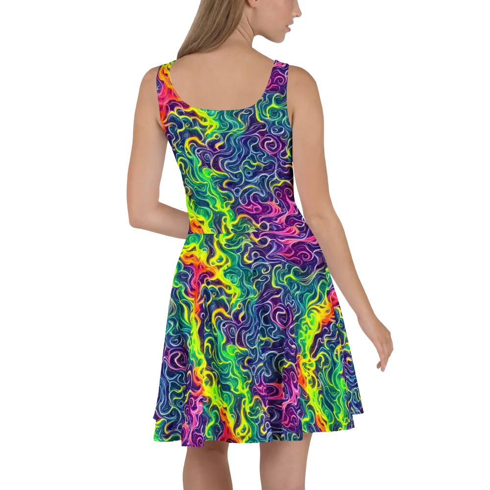 Psychedelic Undertow on Skater Dress — Back