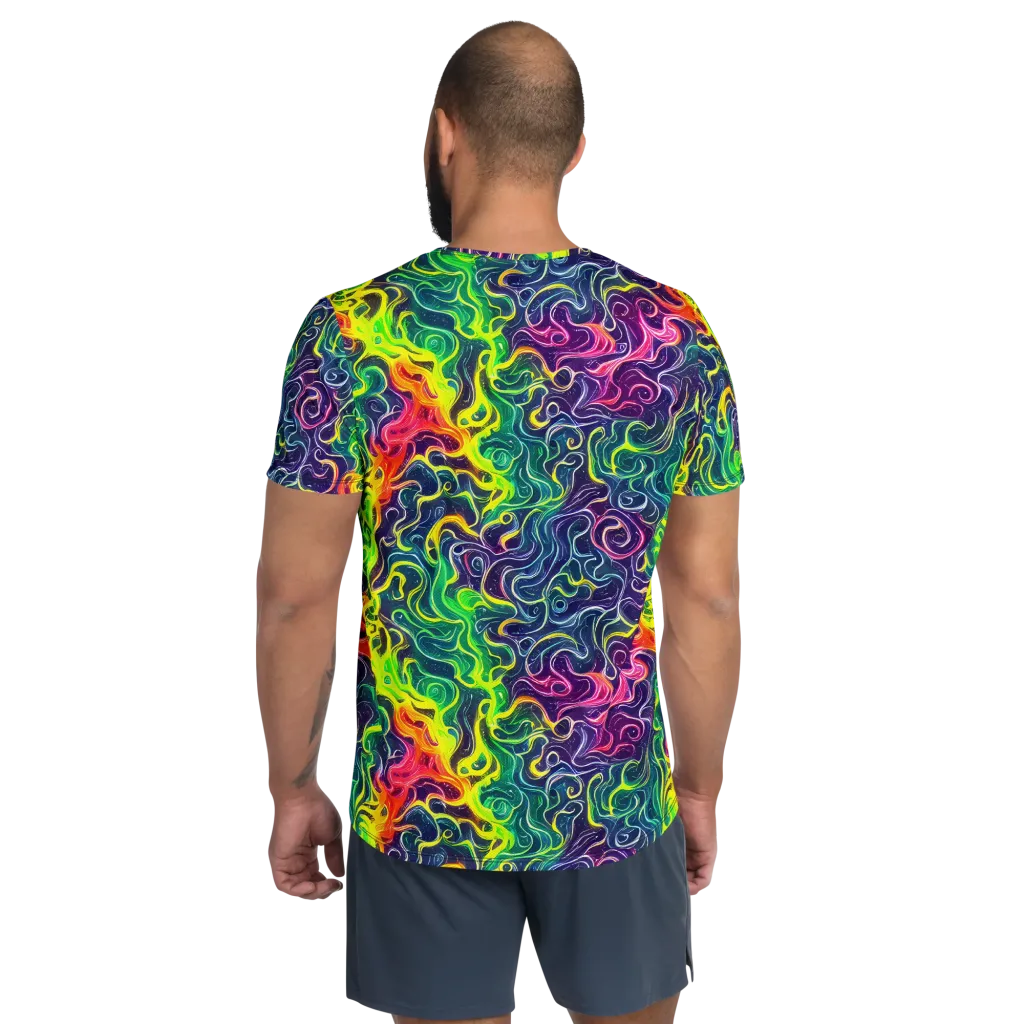 Psychedelic Undertow on Men's Athletic T-Shirt — Back