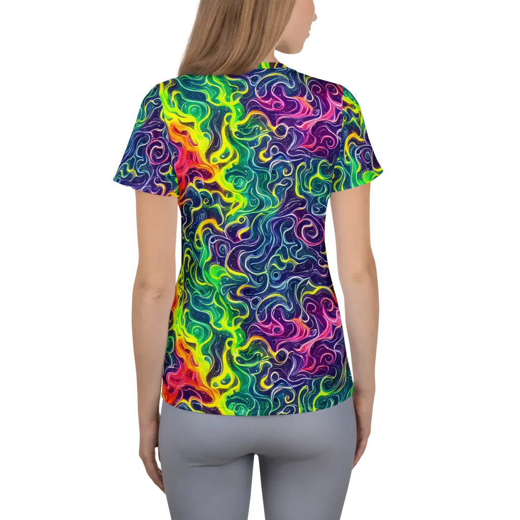 Psychedelic Undertow on Women's Athletic T-Shirt — Back