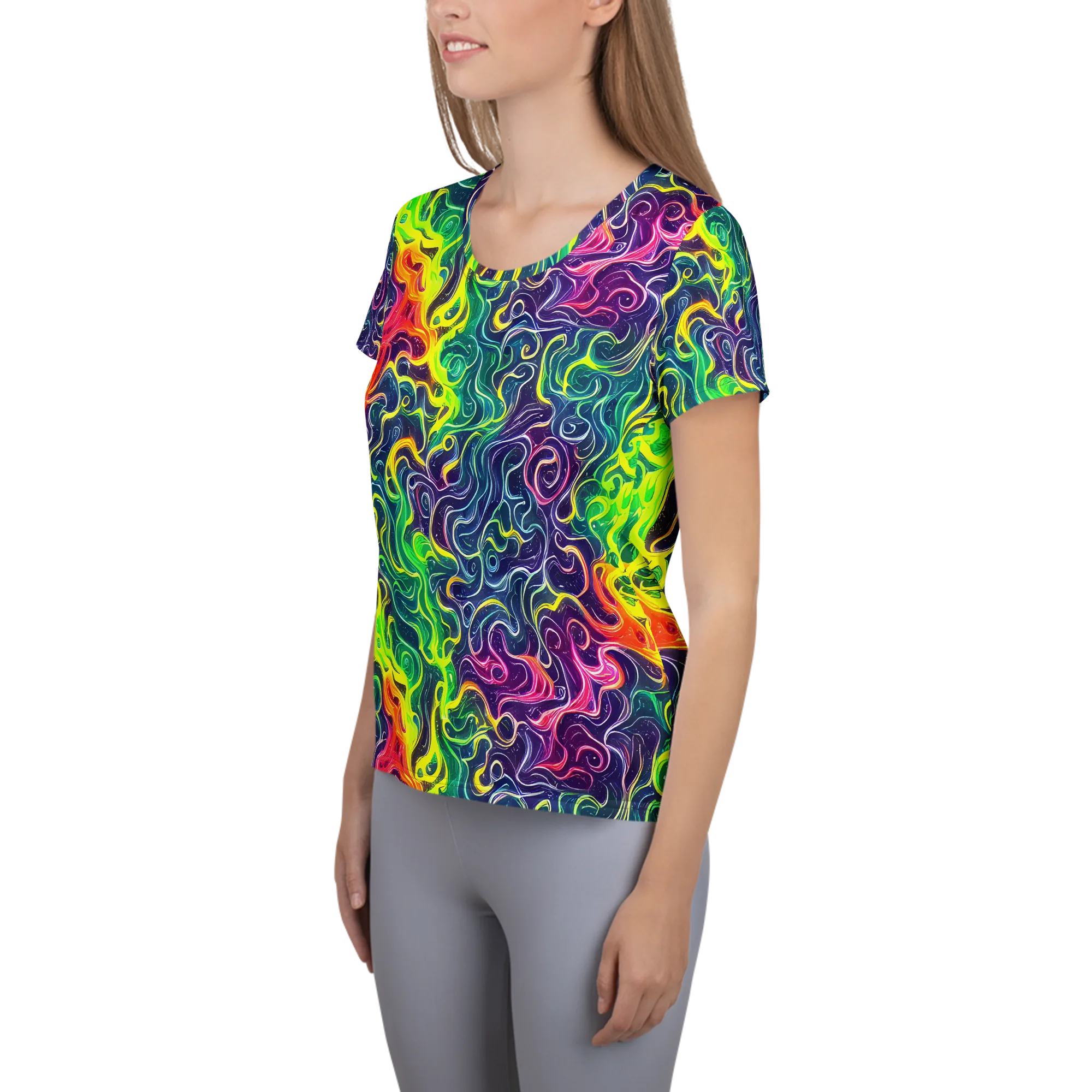 Psychedelic Undertow on Women's Athletic T-Shirt — Left